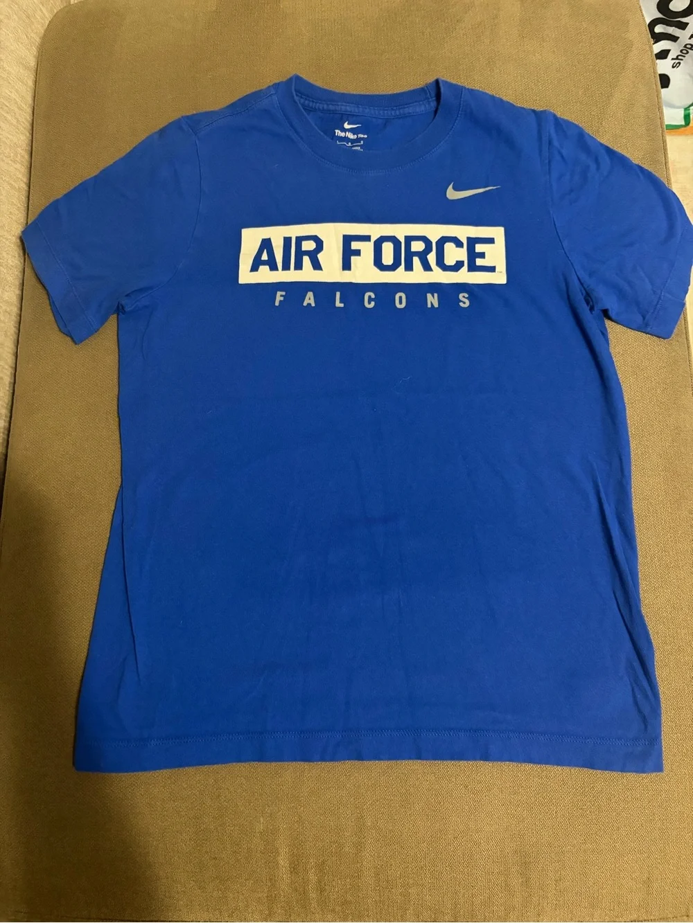 Nike Royal Blue Crewneck Tee with White Swoosh Print